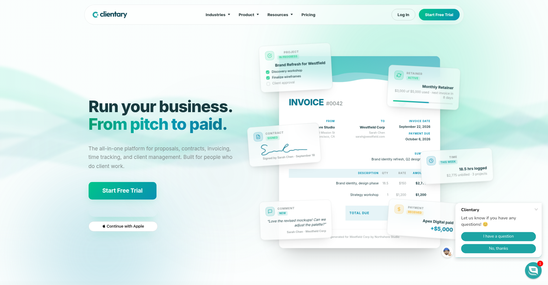 Clientary client portal dashboard