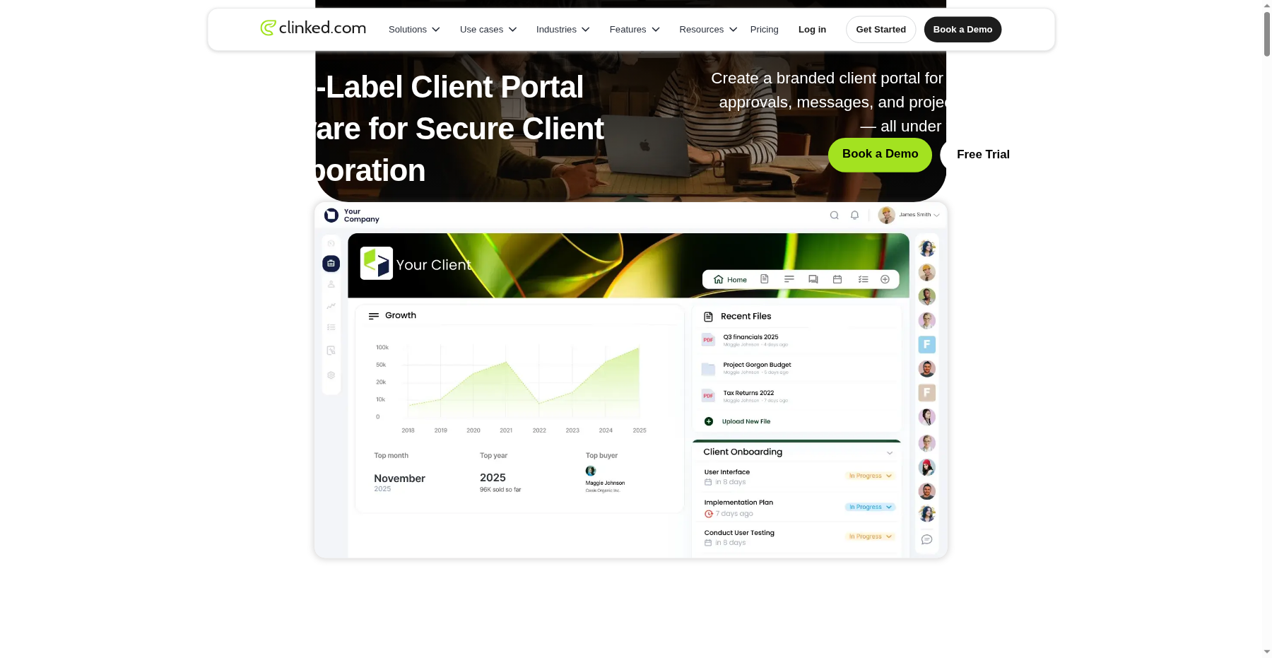 Clinked client portal dashboard