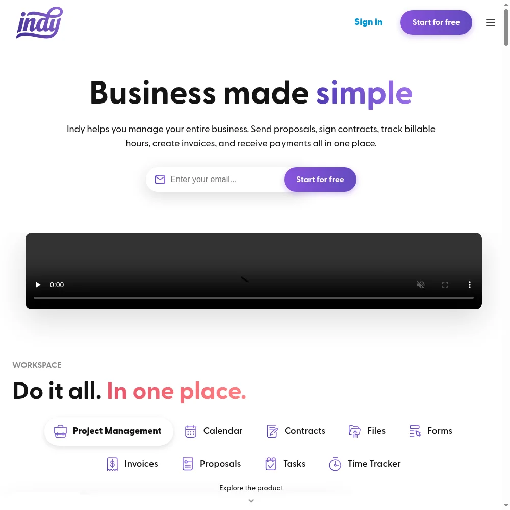 Indy homepage and freelancer dashboard