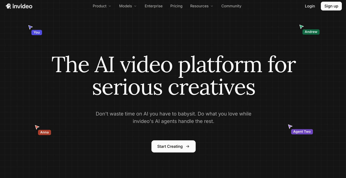 InVideo homepage and product interface