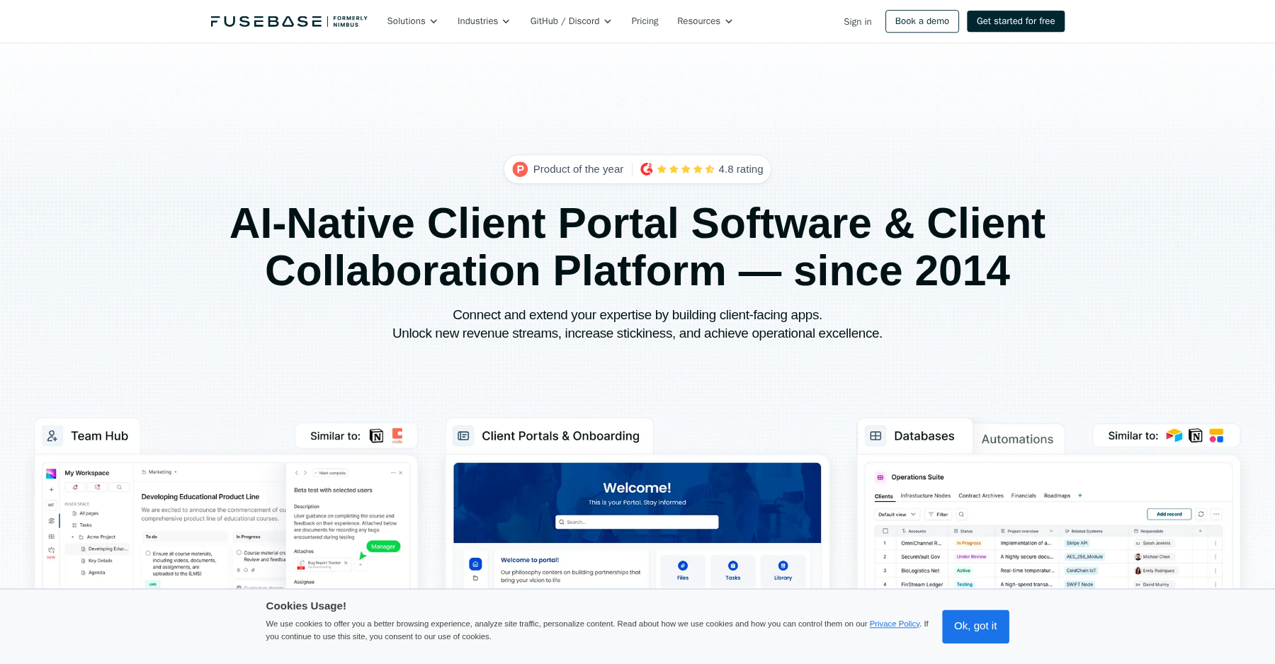 Nimbus FuseBase client portal dashboard