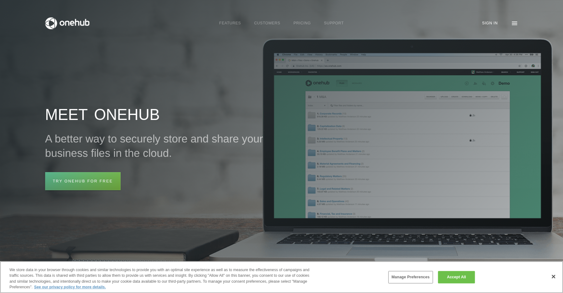 Onehub client workspace dashboard