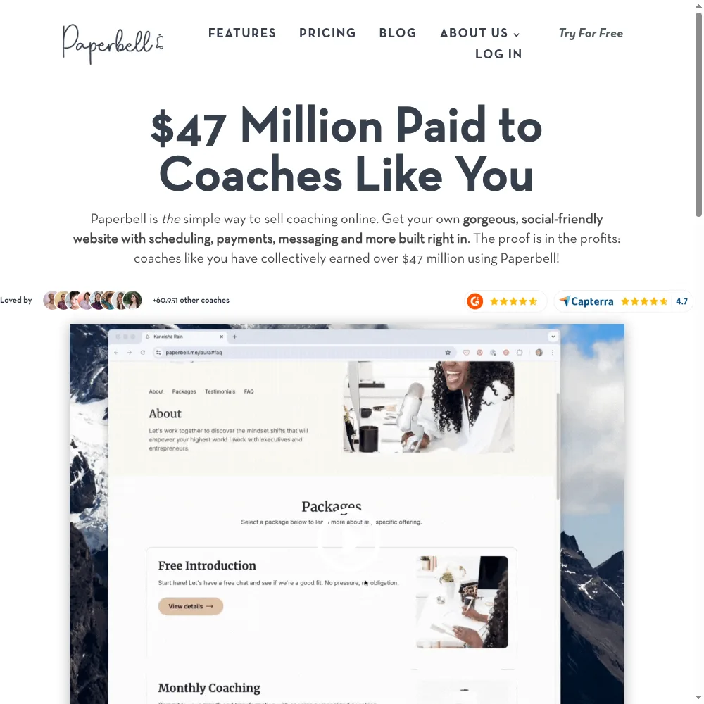Paperbell dashboard: packages, scheduling, client portal and payments in one flat-price workspace