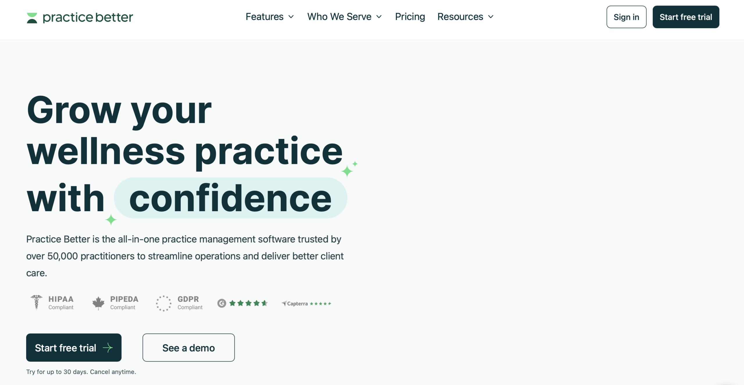 Practice Better practice-management dashboard for health and nutrition coaches