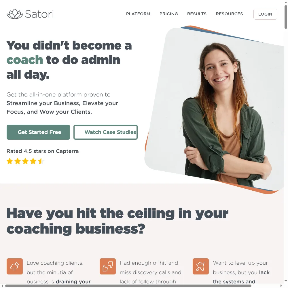 Satori coaching CRM: offers, agreements, scheduling, billing and a polished client portal in one workspace