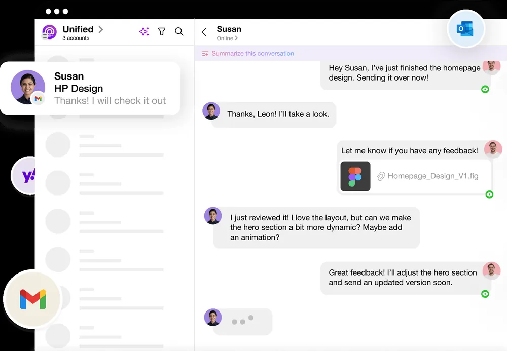 Spike conversation view turning email into a chat-style thread