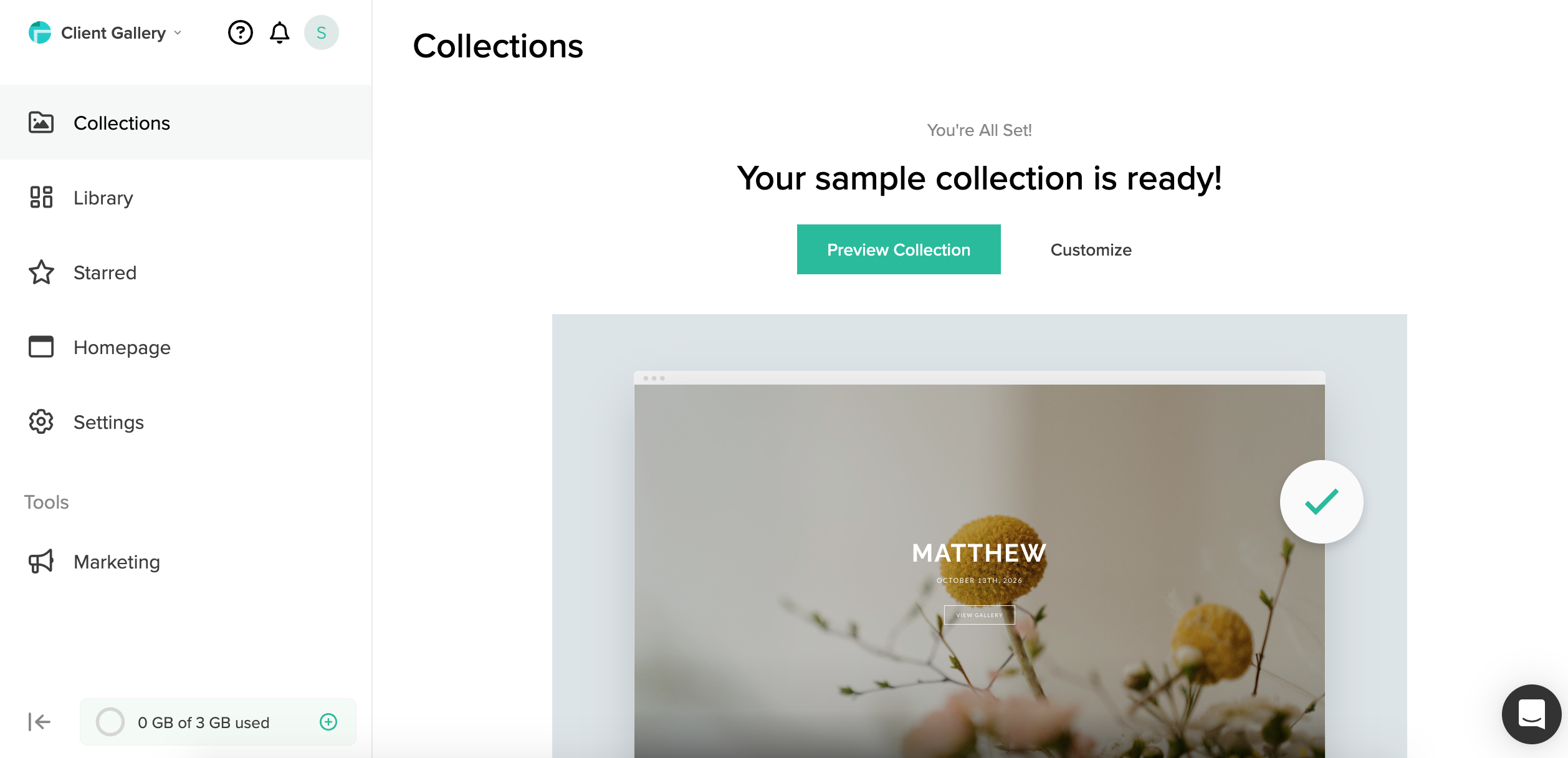 Pixieset: your sample collection is ready, preview or customize